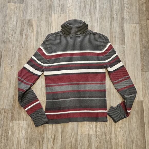 Vtg Sonoma Multicolor Turtleneck Womens L Ribbed Green Red Y2K Cottagecore Boho - Picture 5 of 8
